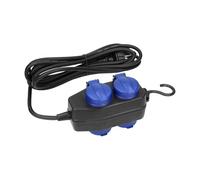Multipresa esterna IP44 4 con gancio, robusta presa da officina, cavo in gomma Schuko, 5 m, resistente agli spruzzi, per cantieri edili, colore nero