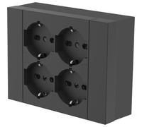 MULTIPRESA ESTERNA QUADRA 4 PRESE BIPASSO/SCHUKO NERO