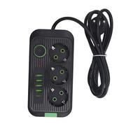 Multipresa Europea 3 Prese 4 USB 1 Tipo C, Design 8 in 1, Pin 45°, Interruttore Sovraccarico 10A, Compatta e Portatile (BLACK)