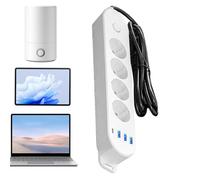 Multipresa Europea con USB - Blocco Di Alimentazione A Cavo | Adattatore Elettrico Ad Alta Potenza per Casa, Ufficio, Viaggi E Dispositivi Elettronici