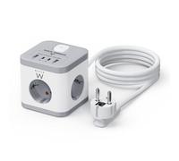 Ewent Multipresa da scrivania EW38 – 3 prese Schuko, 2 porte Type-C, 2 porte USB