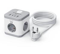 MULTIPRESA EWENT EW3863 a Torre con 3 prese Schuko, 2x USB Type-C, 2x USB Type-A