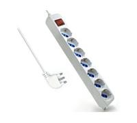 Multipresa a 7 Posti, Ciabatta Elettrica con 7 Prese Italiane 10A/16A e Schuko (Tedesche) - Spina Italiana 16A - Potenza 250V/2500W - Cavo da 1,5 Metri, Prese Angolate a 45°