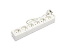 Multipresa francese con spina europea type E e 6 prese 16A 2P+T, multipresa con cavo lungo 1m, H05VV-F3G1.0MM2, CE, NF