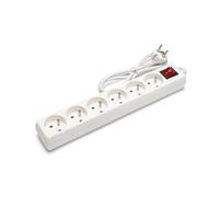 Multipresa francese con spina europea type E e 6 prese 16A 2P+T, multipresa con interruttore, cavo lungo 1m, H05VV-F3G1.0MM2, CE, NF