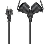 goobay - Cavo di prolunga doppio per esterni, 2 prese Schuko con alette di protezione (IP44), 3680 W a 250 V (AC) e 16 A/25 m / 65436