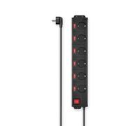 Hama - Multipresa 6 posizioni Schuko, spina Schuko, cavo 1,4 metri metri, con switch on/off generale e controllo per ogni singola presa, montaggio a muro