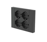 Multipresa incasso quadra 4 prese da parete 3 moduli muratura cartongesso nera