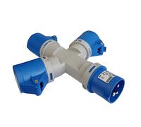 Multipresa industriale CEE 6H con spina 3 prese 2P + T 16A 230V per esterno