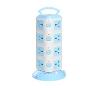 Multipresa intelligente PAVEOS a torre con 3 porte USB, 20 prese e cavo da 2 metri, protezione da sovratensione, design verticale, blu - Compatibile
