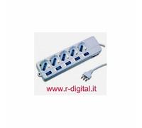 MULTIPRESA ELETTRICA 5 POSTI 6 INTERRUTTORI CIABATTA PRESA SCHUKO 10/16A