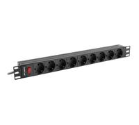 Multipresa Lanberg PDU-09F-0300-BK 9 prese tipo F con protezione e interruttore rack 1U 3 m