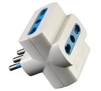 MULTIPRESA LEOVIN HXC025 10A 3x ITALIANA, 10A 2P+T e 3 PRESE 10/16A 2p+T bipasso BIANCA