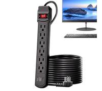 Multipresa lunga - Stazione di ricarica con 6 prese a piatta, prolunga 1,5 m con 2 porte USB e 1 porta di tipo C, per casa, camera, parete, viaggio, campeggio auto, elettrodomestici