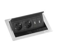 Multipresa mobile da incasso a scomparsa FLIPTOP Inox satinato e Nero 159370078600
