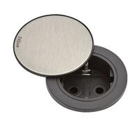Multipresa mobile da incasso a scomparsa ONE Con Coperchio Nero e Inox 159280003900