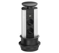 Multipresa mobile torretta da incasso a scomparsa PORT Silver e Nero 159310400300