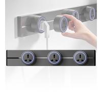 Multipresa, Multipresa A Parete da 8000W, Binario con Prese di Corrente con 2-5 Prese Universali, Prolunga Multipresa, Adatta per Cucina, Soggiorno, Studio, Ufficio(Gray,50cm)