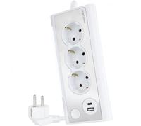 Multipresa Nanocable 10.37.0013-W 3 prese 1 USB-A 1 USB-C interruttore LED protezione