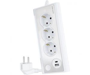 Multipresa Nanocable 10.37.0013-W 3 prese 1 USB-A 1 USB-C interruttore LED protezione