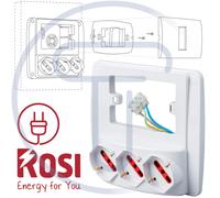 MULTIPRESA DA PARETE 3 PRESE POLIVALENTI ITALIANE E SCHUKO x PLACCHE A 3 POSTI N