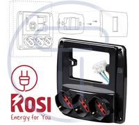 Multipresa parete con 3 prese schuko/bipasso 10A/16A, nero, serie Emilia Smart