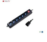 Multipresa per UPS Techly, 6 prese, 1,5 m, nera.