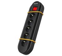 Philips SPN5050BA/39 - Multipresa a 5 prese Schuko per esterni e officine, anello magnetico per Superfícies Metallici, Protezione Sovratensioni, Cavo 2 Metri, Interruttore, Gestione cavi