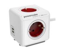 Multipresa POWERCUBE 4 Prese Tipo F 2 USB 1,5 m Rosso Bianco
