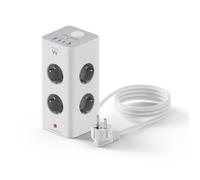 MULTIPRESA PRESA MULTIPLA 8 POSTI SCHUKO CON 2 PORTE TYPE-C E 2 PORTE USB-A | EW