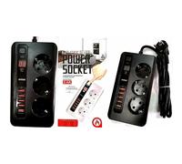 MULTIPRESA PRESA UNIVERSALE 3 SPINE 5 USB 3.4A 5V INTERRUTTORE 220V 2500w 10A