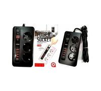 Trade Shop - Multipresa Presa Universale 3 Spine 5 Usb 3.4a 5v Interruttore 220v 2500w 10a - SPEDIZIONE GRATUITA