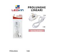 Multipresa Prolunga 3 Ingressi: 1 Schuko 2 Bipasso 1500W 5 Metri Spina 10A