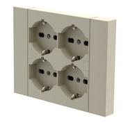 Multipresa Quadra incasso con 4 prese bipasso schuko sabbia per scatola 3 moduli