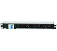 Techly Professional Multipresa per Rack 19'' 102659 - 6 posti, magnetotermico, spina C20 - Nero/Argento