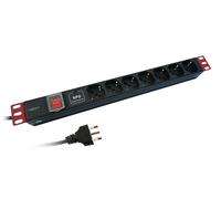 Multipresa Rack 19" 7x UNEL Angolate 45° Limitatore Sovratensioni SPD 250V 3500W Cavo 2m Spina Italiana 1U Nero - Techly Profess