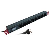 Techly Multipresa Rack 19" 8 posti 109573 Misuratore Voltaggio e Amperaggio Spina Italiana 1U Nero