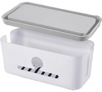 Multipresa, scatola di distribuzione multipresa, custodia for la gestione dei cavi, copri-cavo for caricabatterie, copri-spina, portaoggetti nascosto sulla scrivania(White Gray)