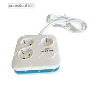 V-TAC VT-1153-2 Multipresa ciabatta 3 posti EU standard 10A + 2 prese USB cavo 1