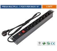 MULTIPRESA SCHUKO CON INTERRUTTORE 7 POSIZIONI PER MONTAGGIO ARMADI RACK 19"