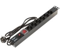 MULTIPRESA SCHUKO CON INTERRUTTORE LUMINOSO ON/OFF FUSIBILE 6 POSIZIONI PER MONTAGGIO ARMADI RACK 19"