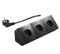 Multipresa sottopensile | Flair | Multipresa angolare con 3 prese, con messa a terra, cavo da 2 m con spina, 250 V / 16 A, montaggio superficiale, nero opaco