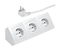 Multipresa sottopensile | Flair | Multipresa angolare con 3 prese, con messa a terra, cavo da 2 m con spina, 250 V / 16 A, montaggio superficiale (bianco)