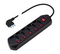 POLY POOL PP25092 Multipresa tavolo 5 uscite con interruttori Multiswitch Nero