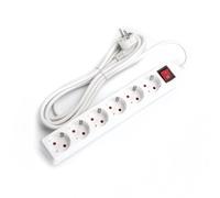 Multipresa tedesca a 6 vie con interruttore, ideale per connessioni sicure ed efficienti. con cavo da 3 m e sezione da 1,5 mm². Design elegante in bianco, qualsiasi spazio.