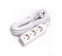 Multipresa tedesca bianca a 3 vie, senza interruttore, ideale per casa o ufficio. Lunghezza 5 m, cavo 3G da 1,5 mm², potenza e sicurezza in un unico design pratico.