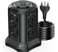 Multipresa Torre da Tavolo 8 Prese IT Bipasso Schuko 2 USB-C 2 USB-A Salvaspazio