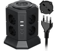 MULTIPRESA TORRETTA 4 LATI NERA PAVIMENTO SCRIVANIA PRESA BOSCH RICARICA USB A C