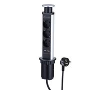 Multipresa tower da scrivania a incasso 3 prese bipasso 2 USB 2,4 A diametro 60