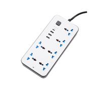 Multipresa Universale con Prolunga da 1,8 M, Porte USB-C e USB, Presa Elettrica Multipresa, Spina USA, Bianca